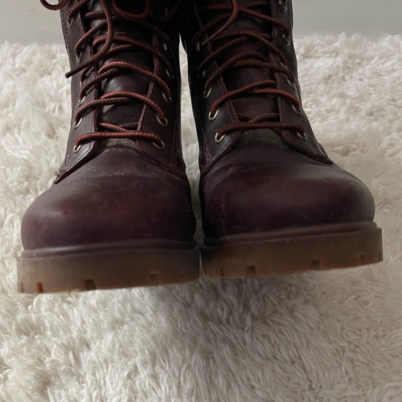 Timberland Burgundy Leather Hiking Boots Size 6 - Picture 6 of 10